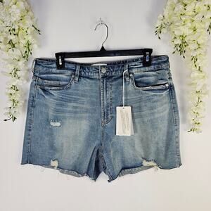 New Dear John Ivy Shorts Size 33 High Rise Distressed Denim Cutoff Short Raw Hem